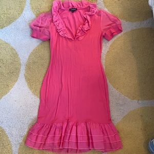 BEBE bright pink ruffle dress size S